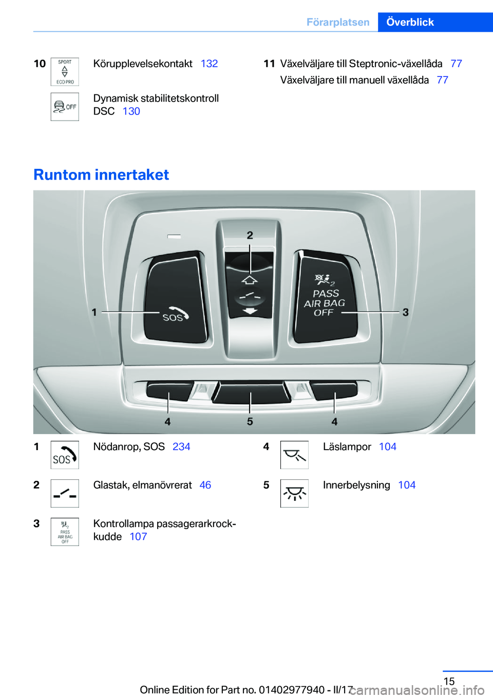 BMW 3 SERIES 2017  InstruktionsbÖcker (in Swedish) �1�0�K�