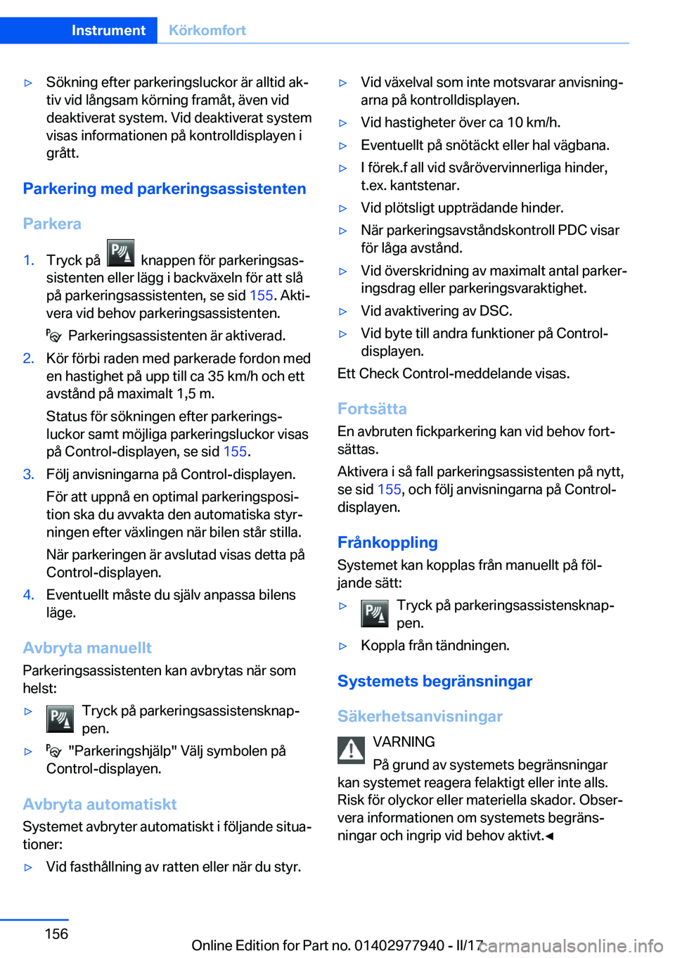 BMW 3 SERIES 2017  InstruktionsbÖcker (in Swedish) 'y�S�