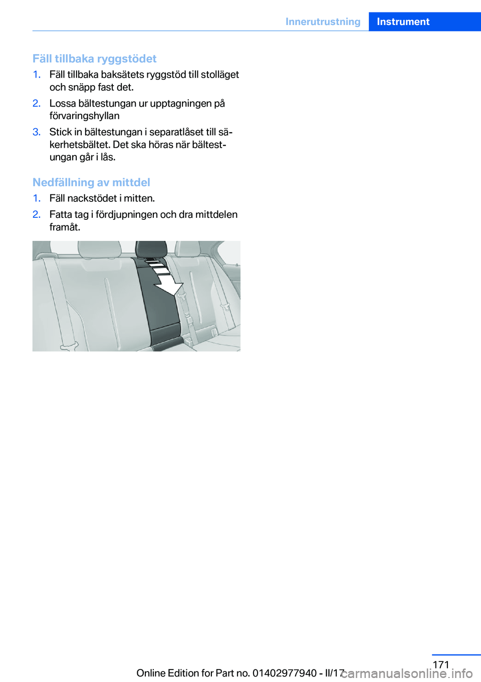BMW 3 SERIES 2017  InstruktionsbÖcker (in Swedish) �F�ä�l�l��t�i�l�l�b�a�k�a��r�y�g�g�s�t�