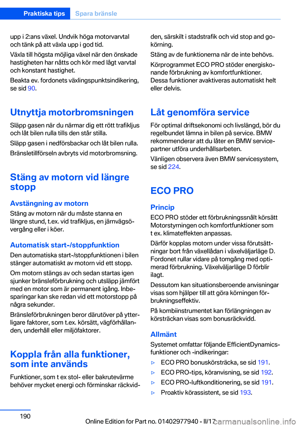 BMW 3 SERIES 2017  InstruktionsbÖcker (in Swedish) �u�p�p� �i� �2�:�a�n�s� �v�ä�x�e�l�.� �U�n�d�v�i�k� �h�
