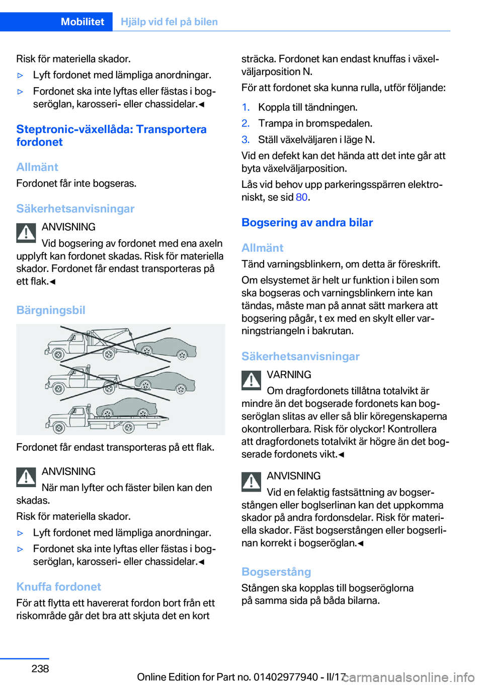 BMW 3 SERIES 2017  InstruktionsbÖcker (in Swedish) �R�i�s�k� �f�