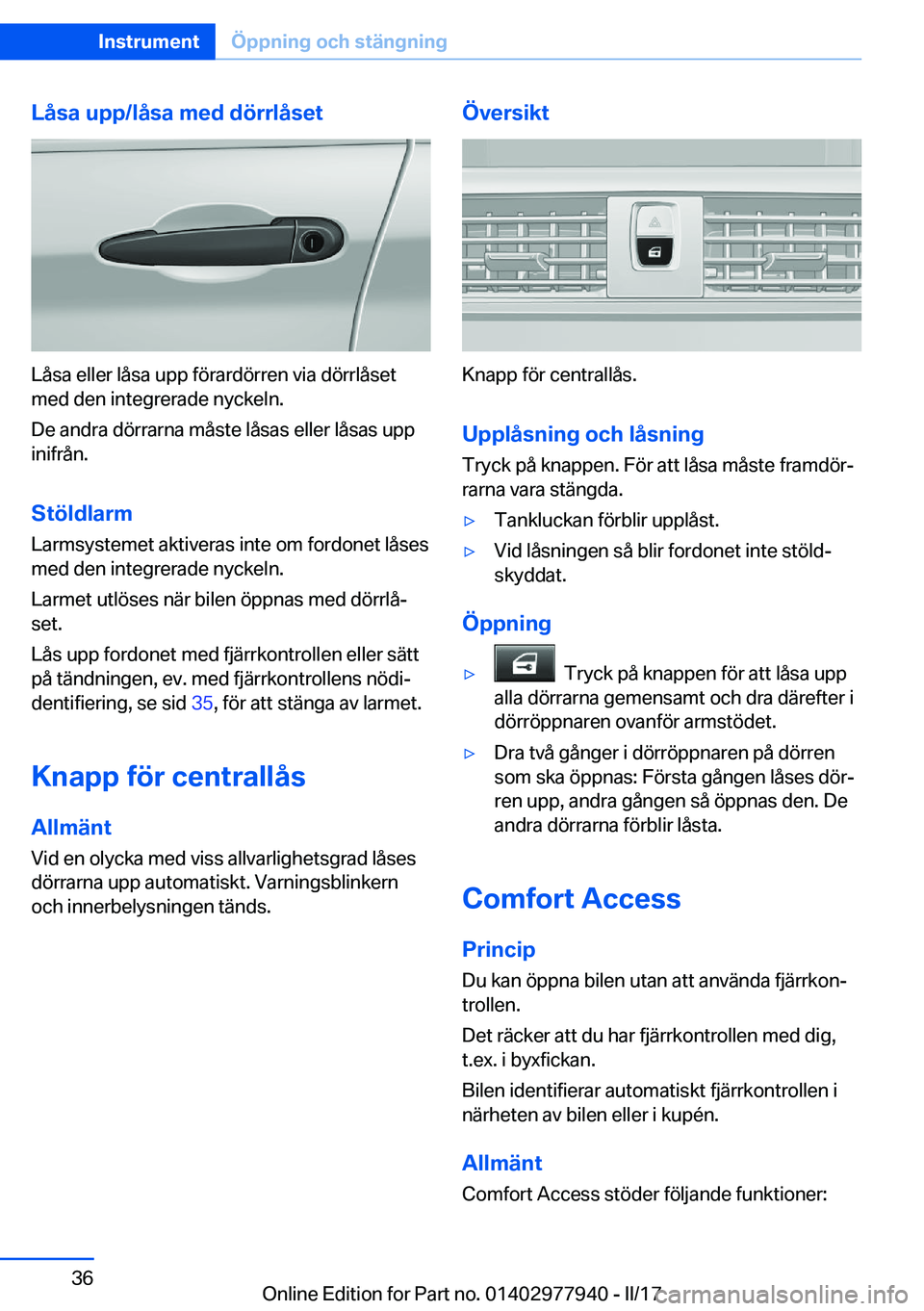 BMW 3 SERIES 2017  InstruktionsbÖcker (in Swedish) �L�å�s�a��u�p�p�/�l�å�s�a��m�e�d��d�