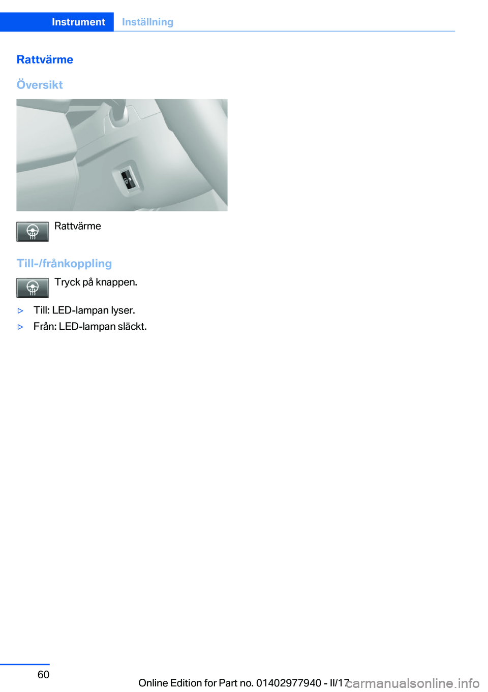 BMW 3 SERIES 2017  InstruktionsbÖcker (in Swedish) �R�a�t�t�v�ä�r�m�e
�