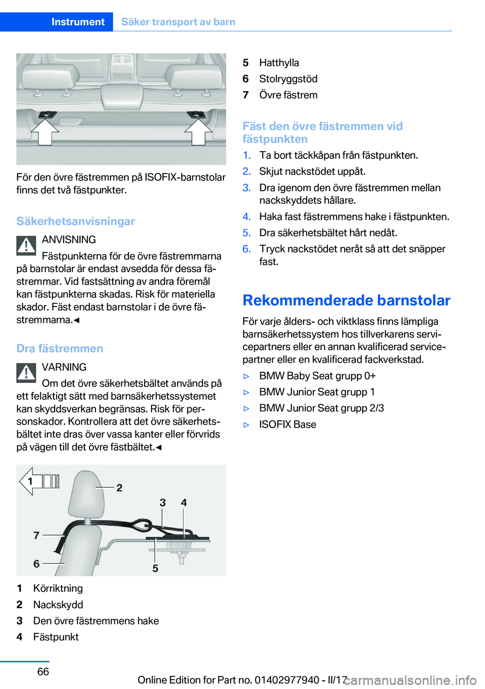 BMW 3 SERIES 2017  InstruktionsbÖcker (in Swedish) �F�