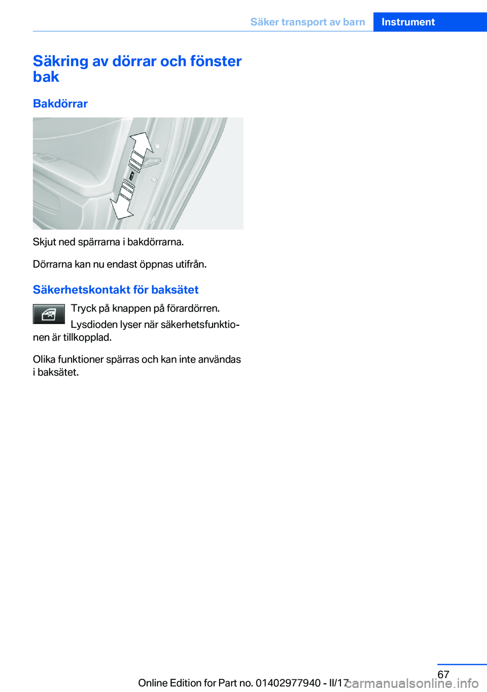 BMW 3 SERIES 2017  InstruktionsbÖcker (in Swedish) �S�ä�k�r�i�n�g��a�v��d�