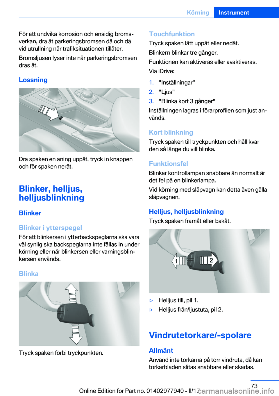 BMW 3 SERIES 2017  InstruktionsbÖcker (in Swedish) �F�