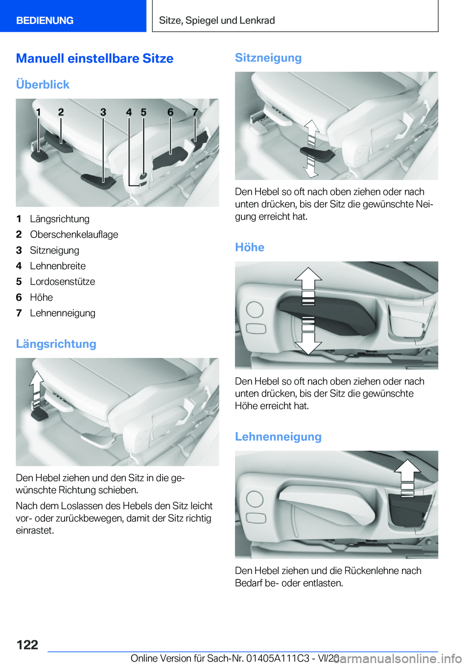 BMW 3 SERIES SEDAN PLUG-IN HYBRID 2021  Betriebsanleitungen (in German) �M�a�n�u�e�l�l��e�i�n�s�t�e�l�l�b�a�r�e��S�i�t�z�e
�