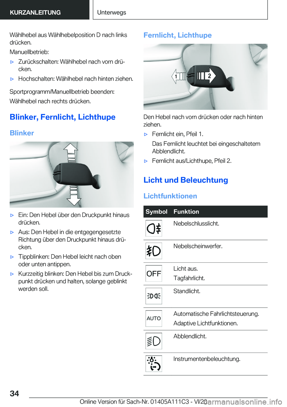 BMW 3 SERIES SEDAN PLUG-IN HYBRID 2021  Betriebsanleitungen (in German) �W�