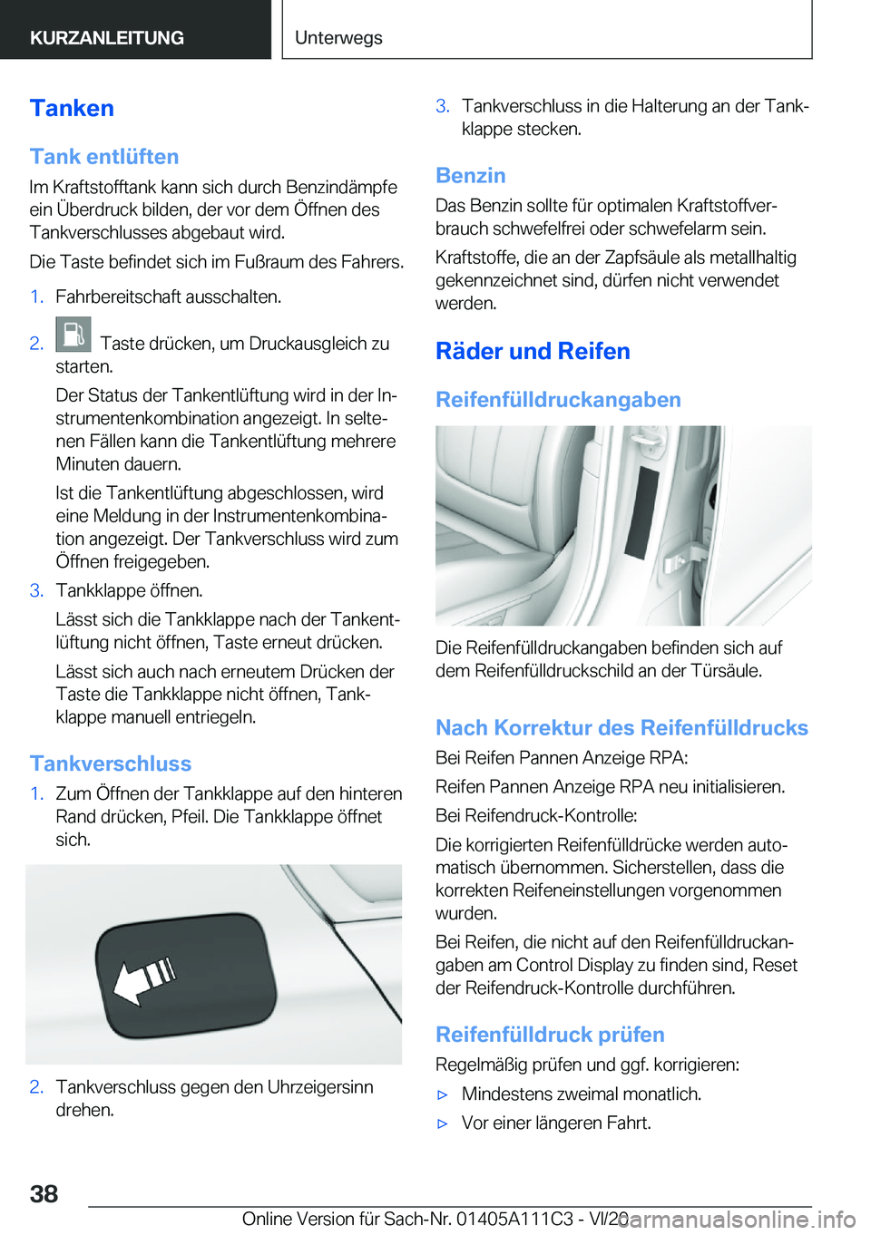 BMW 3 SERIES SEDAN PLUG-IN HYBRID 2021  Betriebsanleitungen (in German) �T�a�n�k�e�n�T�a�n�k��e�n�t�l�