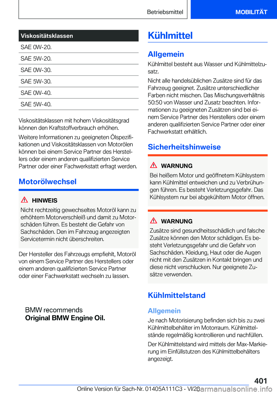 BMW 3 SERIES SEDAN PLUG-IN HYBRID 2021  Betriebsanleitungen (in German) �V�i�s�k�o�s�i�t�