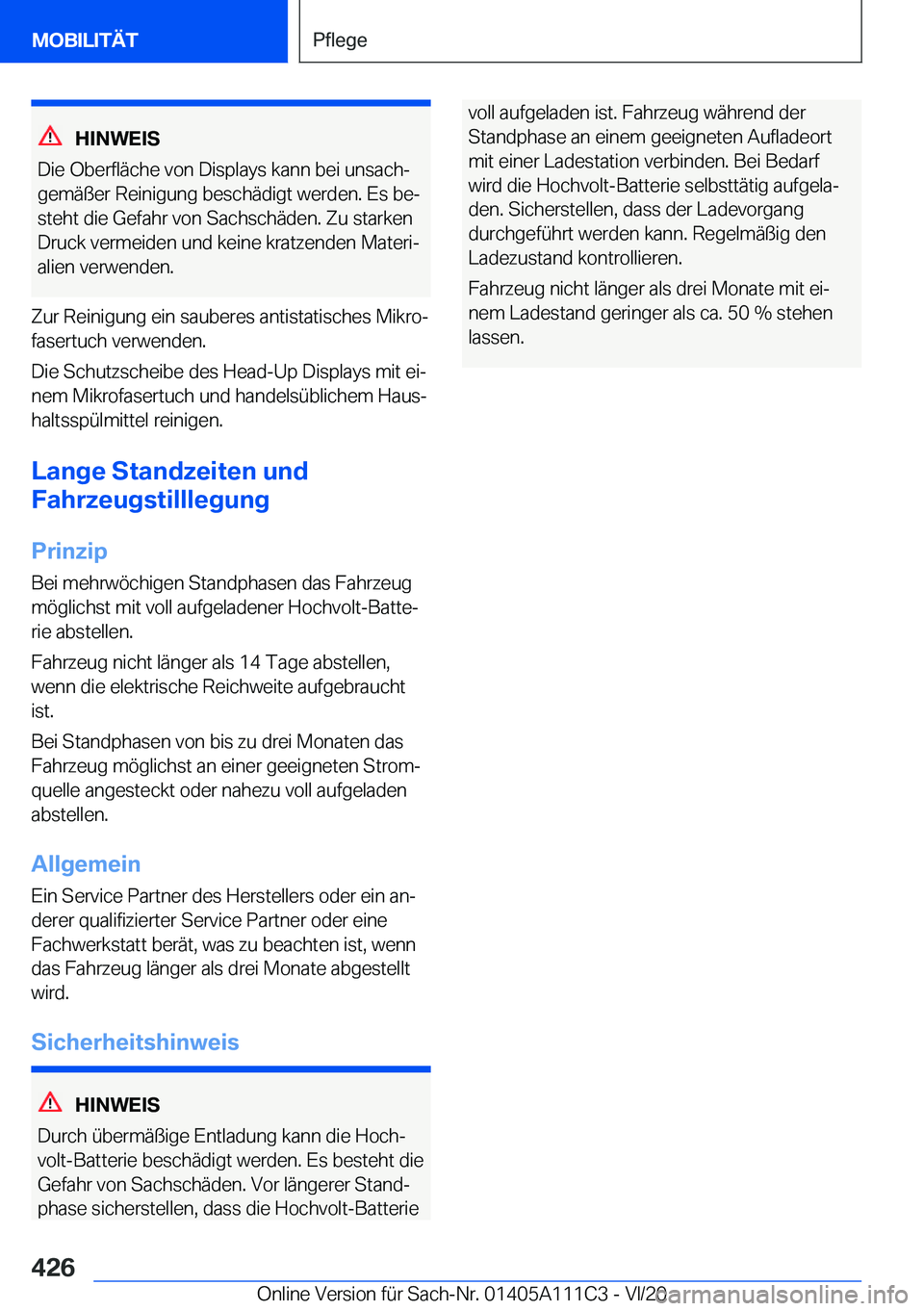 BMW 3 SERIES SEDAN PLUG-IN HYBRID 2021  Betriebsanleitungen (in German) �H�I�N�W�E�I�S
�D�i�e��O�b�e�r�f�l�