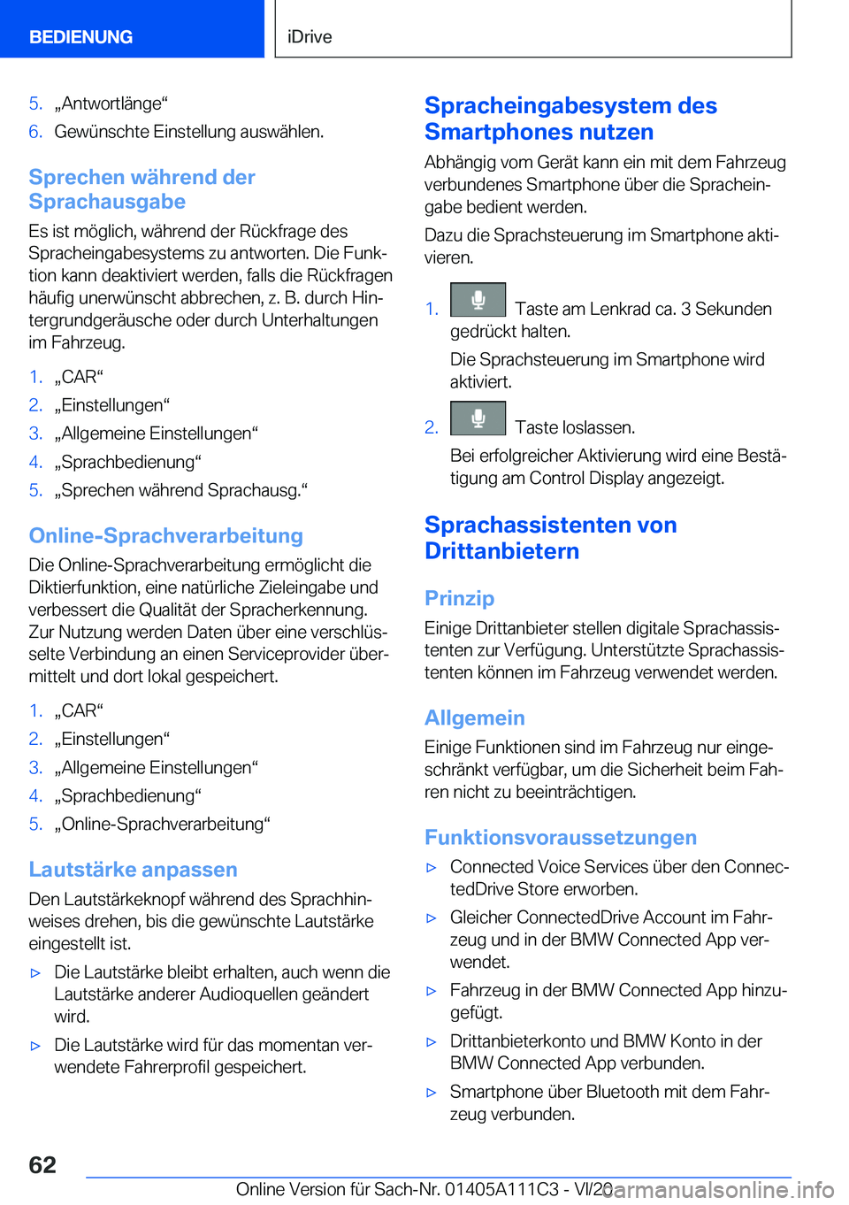 BMW 3 SERIES SEDAN PLUG-IN HYBRID 2021  Betriebsanleitungen (in German) �5�.x�A�n�t�w�o�r�t�l�