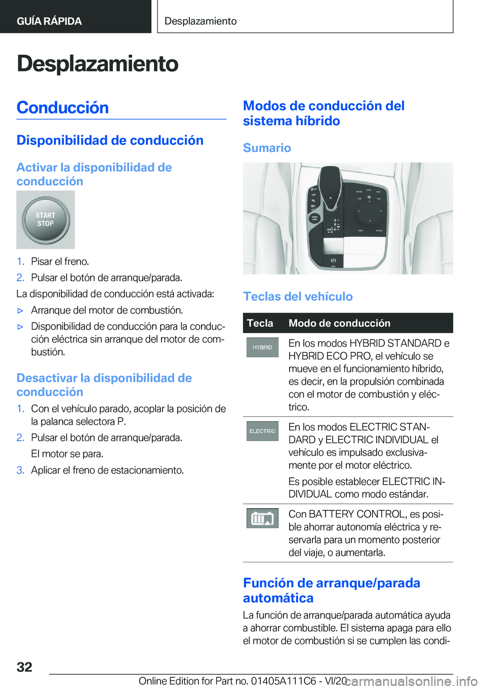 BMW 3 SERIES SEDAN PLUG-IN HYBRID 2021  Manuales de Empleo (in Spanish) �D�e�s�p�l�a�z�a�m�i�e�n�t�o�C�o�n�d�u�c�c�i�