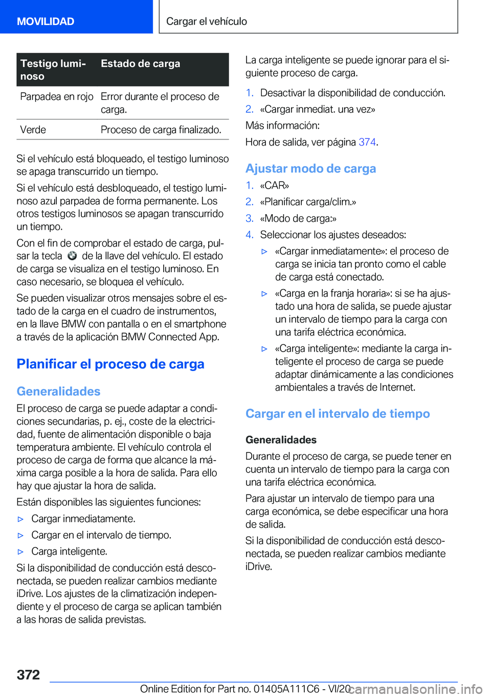 BMW 3 SERIES SEDAN PLUG-IN HYBRID 2021  Manuales de Empleo (in Spanish) �T�e�s�t�i�g�o��l�u�m�ij
�n�o�s�o�E�s�t�a�d�o��d�e��c�a�r�g�a�P�a�r�p�a�d�e�a��e�n��r�o�j�o�E�r�r�o�r��d�u�r�a�n�t�e��e�l��p�r�o�c�e�s�o��d�e
�c�a�r�g�a�.�V�e�r�d�e�P�r�o�c�e�s�o��d�e��c�a