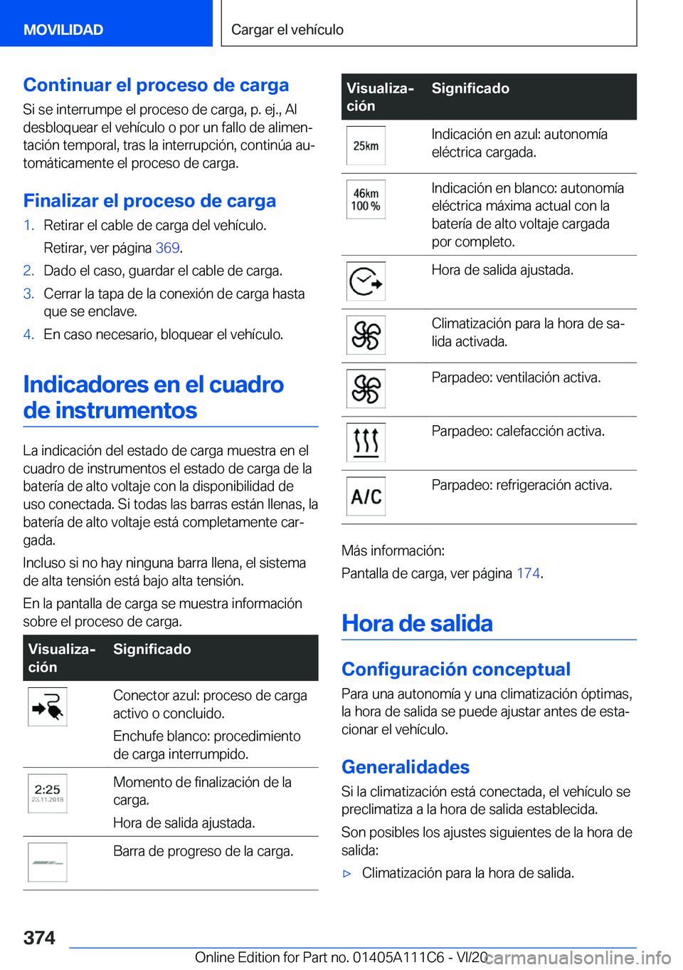 BMW 3 SERIES SEDAN PLUG-IN HYBRID 2021  Manuales de Empleo (in Spanish) �C�o�n�t�i�n�u�a�r��e�l��p�r�o�c�e�s�o��d�e��c�a�r�g�a�S�i��s�e��i�n�t�e�r�r�u�m�p�e��e�l��p�r�o�c�e�s�o��d�e��c�a�r�g�a�,��p�.��e�j�.�,��A�l
�d�e�s�b�l�o�q�u�e�a�r��e�l��v�e�h�