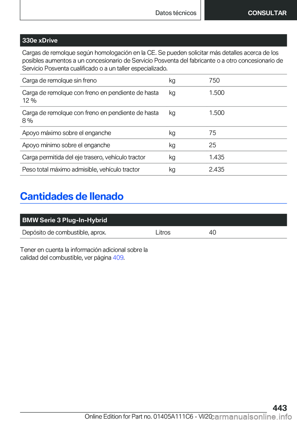 BMW 3 SERIES SEDAN PLUG-IN HYBRID 2021  Manuales de Empleo (in Spanish) �3�3�0�e��x�D�r�i�v�e�C�a�r�g�a�s��d�e��r�e�m�o�l�q�u�e��s�e�g�