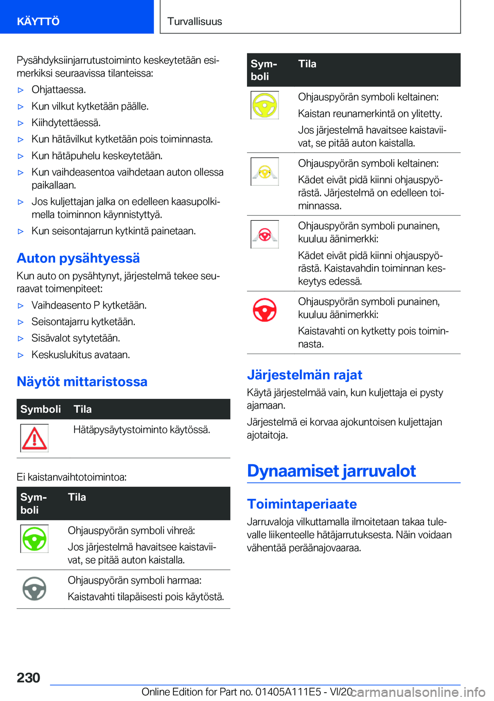 BMW 3 SERIES SEDAN PLUG-IN HYBRID 2021  Omistajan Käsikirja (in Finnish) �P�y�s�