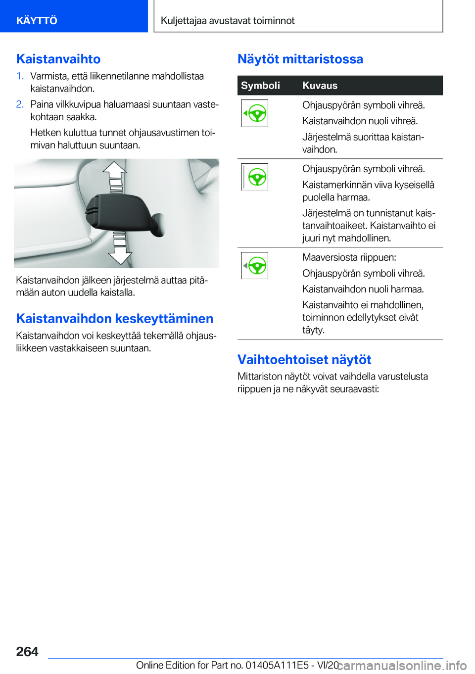 BMW 3 SERIES SEDAN PLUG-IN HYBRID 2021  Omistajan Käsikirja (in Finnish) �K�a�i�s�t�a�n�v�a�i�h�t�o�1�.�V�a�r�m�i�s�t�a�,��e�t�t�