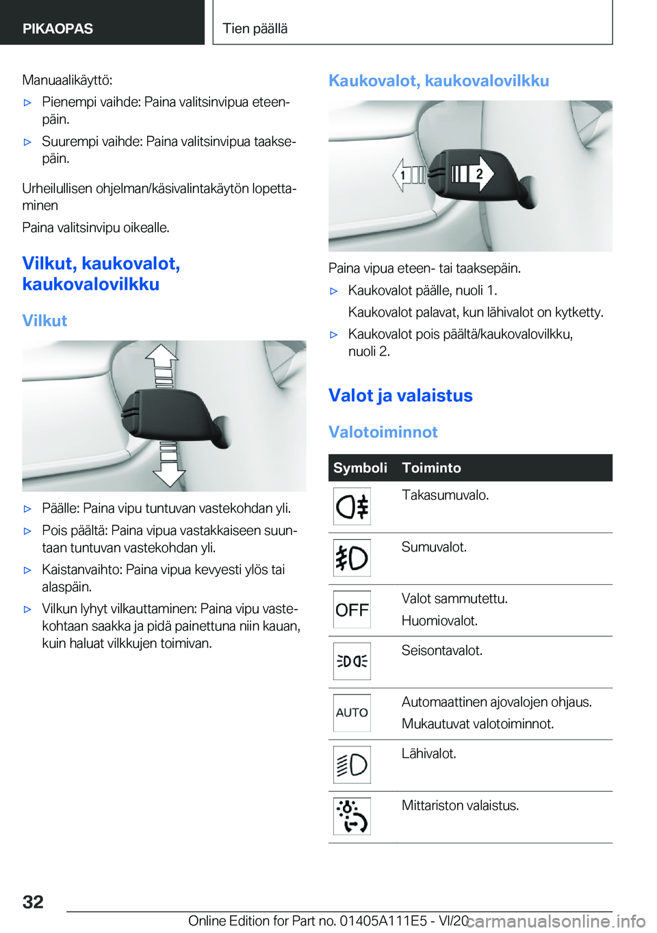 BMW 3 SERIES SEDAN PLUG-IN HYBRID 2021  Omistajan Käsikirja (in Finnish) �M�a�n�u�a�a�l�i�k�