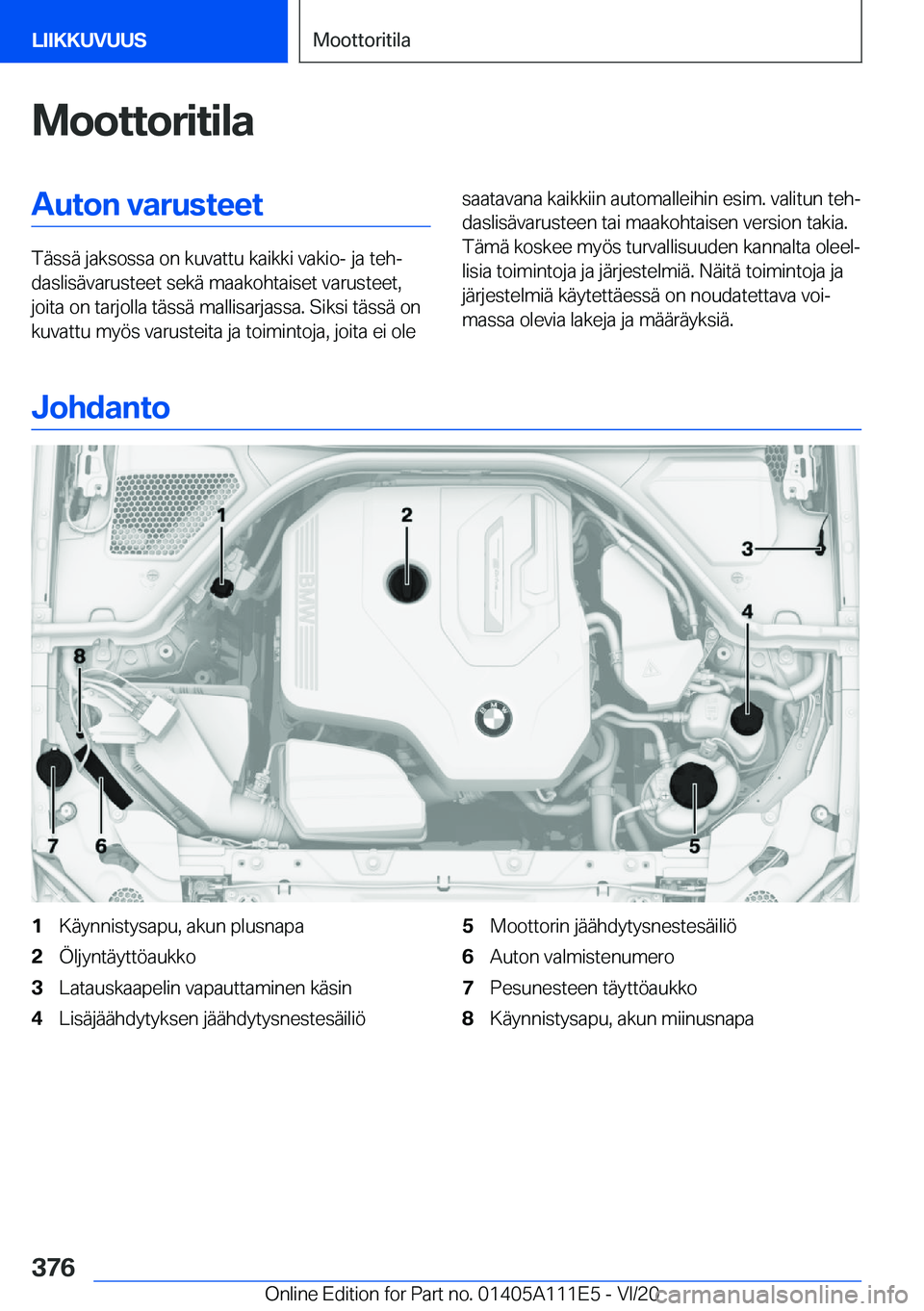 BMW 3 SERIES SEDAN PLUG-IN HYBRID 2021  Omistajan Käsikirja (in Finnish) �M�o�o�t�t�o�r�i�t�i�l�a�A�u�t�o�n��v�a�r�u�s�t�e�e�t
�T�