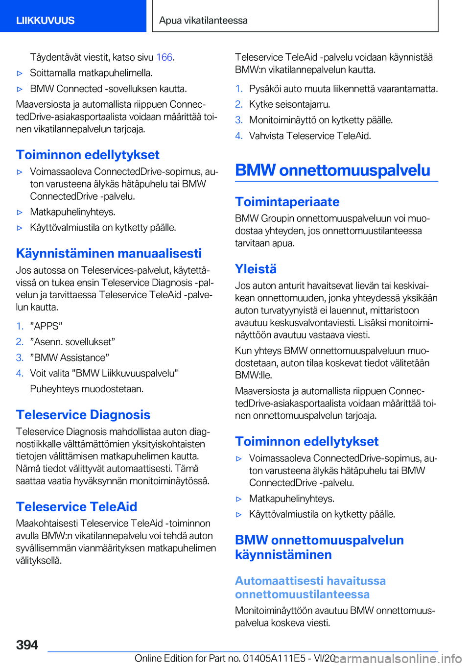 BMW 3 SERIES SEDAN PLUG-IN HYBRID 2021  Omistajan Käsikirja (in Finnish) �T�