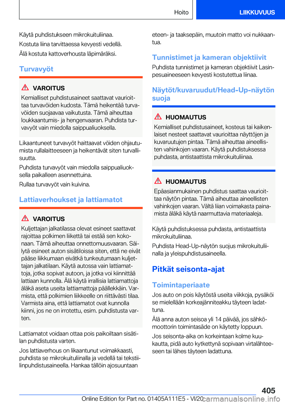 BMW 3 SERIES SEDAN PLUG-IN HYBRID 2021  Omistajan Käsikirja (in Finnish) �K�