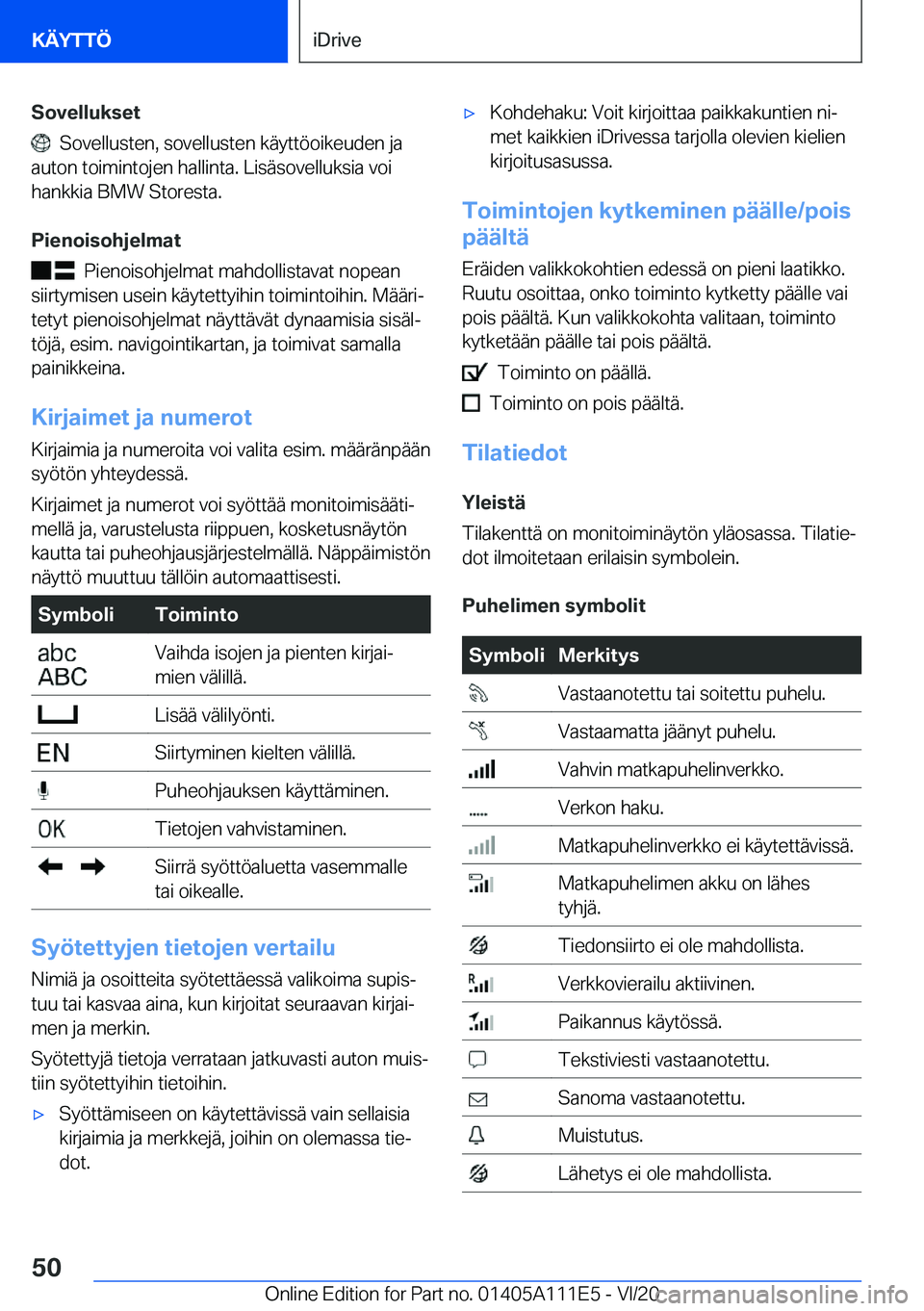 BMW 3 SERIES SEDAN PLUG-IN HYBRID 2021  Omistajan Käsikirja (in Finnish) �S�o�v�e�l�l�u�k�s�e�t
���S�o�v�e�l�l�u�s�t�e�n�,��s�o�v�e�l�l�u�s�t�e�n��k�