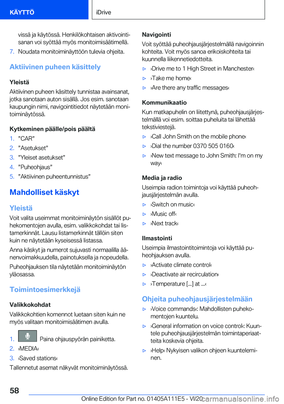 BMW 3 SERIES SEDAN PLUG-IN HYBRID 2021  Omistajan Käsikirja (in Finnish) �v�i�s�s�