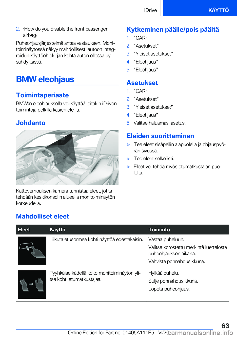 BMW 3 SERIES SEDAN PLUG-IN HYBRID 2021  Omistajan Käsikirja (in Finnish) �2�.