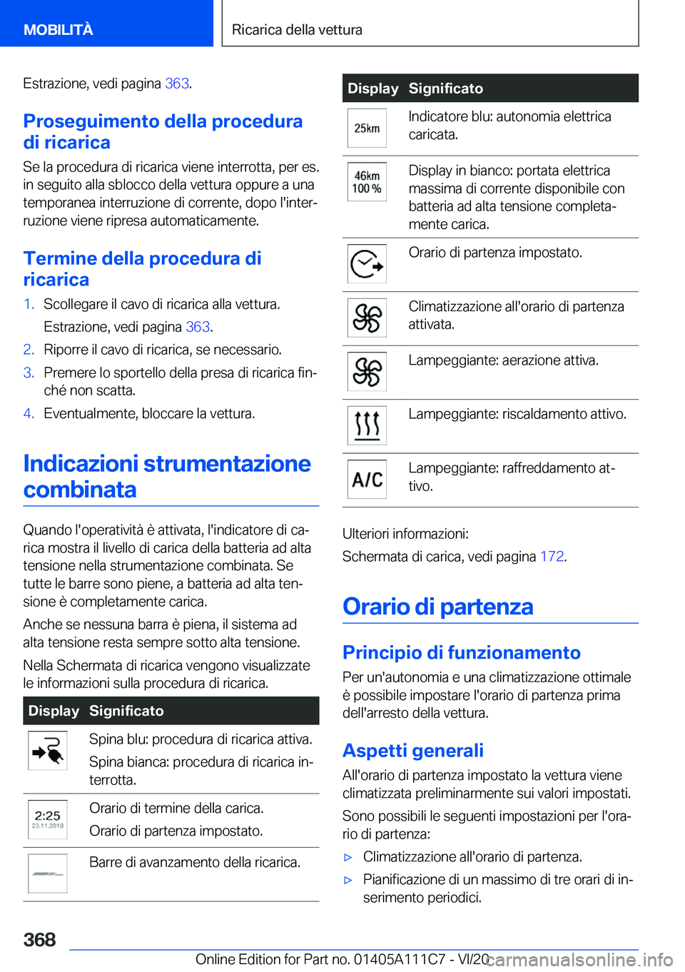 BMW 3 SERIES SEDAN PLUG-IN HYBRID 2021  Libretti Di Uso E manutenzione (in Italian) �E�s�t�r�a�z�i�o�n�e�,��v�e�d�i��p�a�g�i�n�a��3�6�3�.
�P�r�o�s�e�g�u�i�m�e�n�t�o��d�e�l�l�a��p�r�o�c�e�d�u�r�a
�d�i��r�i�c�a�r�i�c�a
�S�e��l�a��p�r�o�c�e�d�u�r�a��d�i��r�i�c�a�r�i�c�a��v�i�