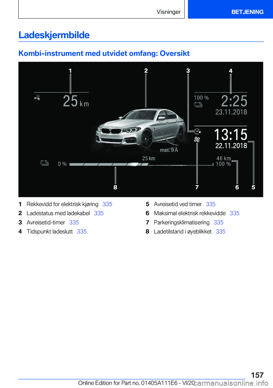 BMW 3 SERIES SEDAN PLUG-IN HYBRID 2021  InstruksjonsbØker (in Norwegian) �L�a�d�e�s�k�j�e�r�m�b�i�l�d�e
�K�o�m�b�i�-�i�n�s�t�r�u�m�e�n�t��m�e�d��u�t�v�i�d�e�t��o�m�f�a�n�g�:��O�v�e�r�s�i�k�t
�1�R�e�k�k�e�v�i�d�d��f�o�r��e�l�e�k�t�r�i�s�k��k�j�