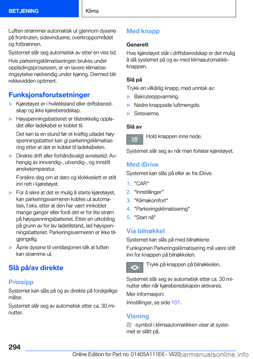 BMW 3 SERIES SEDAN PLUG-IN HYBRID 2021  InstruksjonsbØker (in Norwegian) �L�u�f�t�e�n��s�t�r�