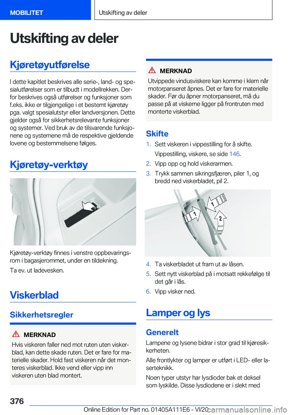 BMW 3 SERIES SEDAN PLUG-IN HYBRID 2021  InstruksjonsbØker (in Norwegian) �U�t�s�k�i�f�t�i�n�g��a�v��d�e�l�e�r�K�j�