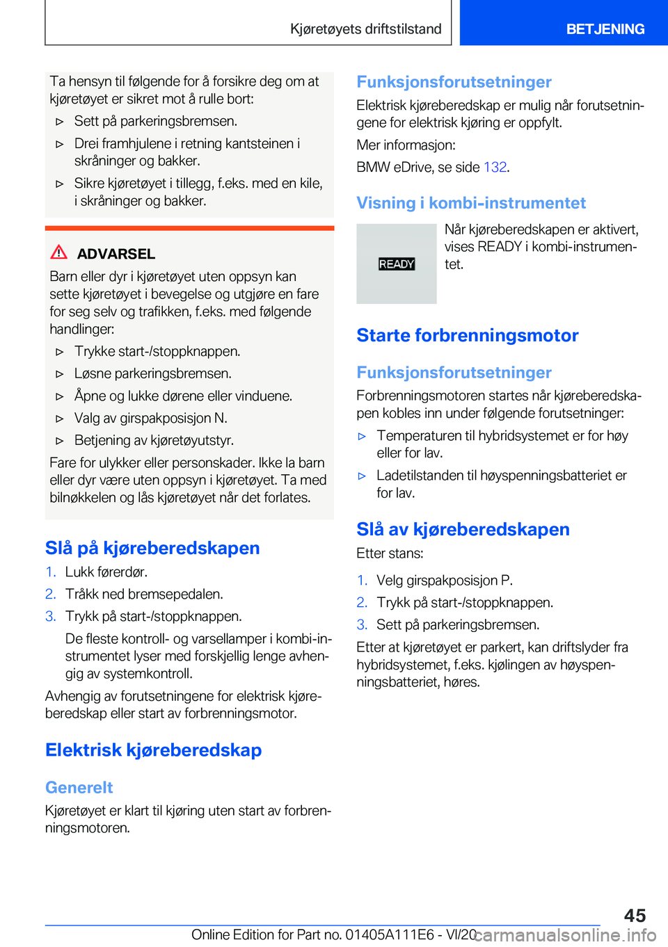 BMW 3 SERIES SEDAN PLUG-IN HYBRID 2021  InstruksjonsbØker (in Norwegian) �T�a��h�e�n�s�y�n��t�i�l��f�