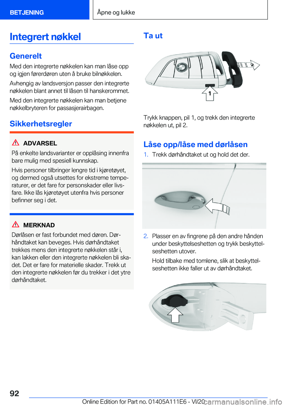 BMW 3 SERIES SEDAN PLUG-IN HYBRID 2021  InstruksjonsbØker (in Norwegian) �I�n�t�e�g�r�e�r�t��n�