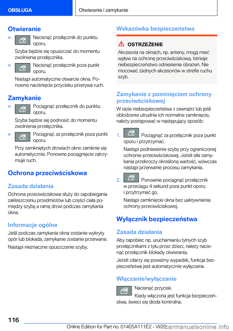 BMW 3 SERIES SEDAN PLUG-IN HYBRID 2021  Instrukcja obsługi (in Polish) �O�t�w�i�e�r�a�n�i�e'x�N�a�c�i�s�n�