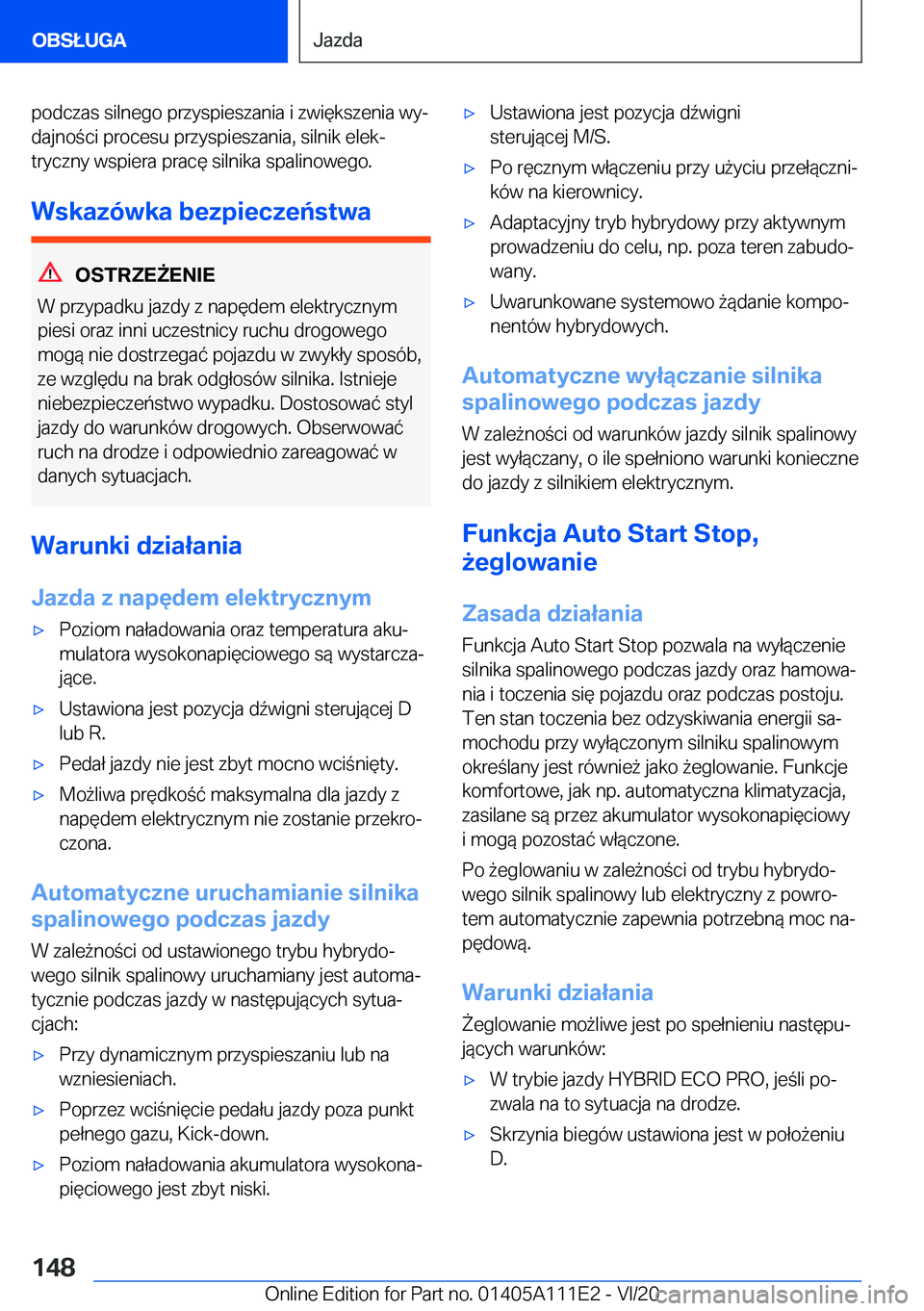 BMW 3 SERIES SEDAN PLUG-IN HYBRID 2021  Instrukcja obsługi (in Polish) �p�o�d�c�z�a�s��s�i�l�n�e�g�o��p�r�z�y�s�p�i�e�s�z�a�n�i�a��i��z�w�i�