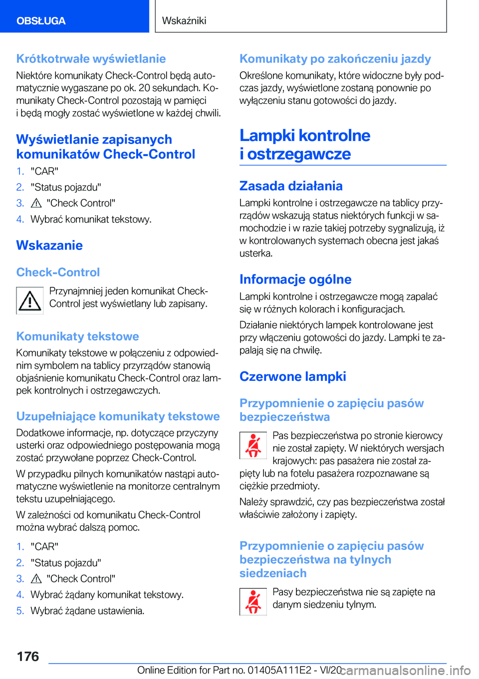 BMW 3 SERIES SEDAN PLUG-IN HYBRID 2021  Instrukcja obsługi (in Polish) �K�r�