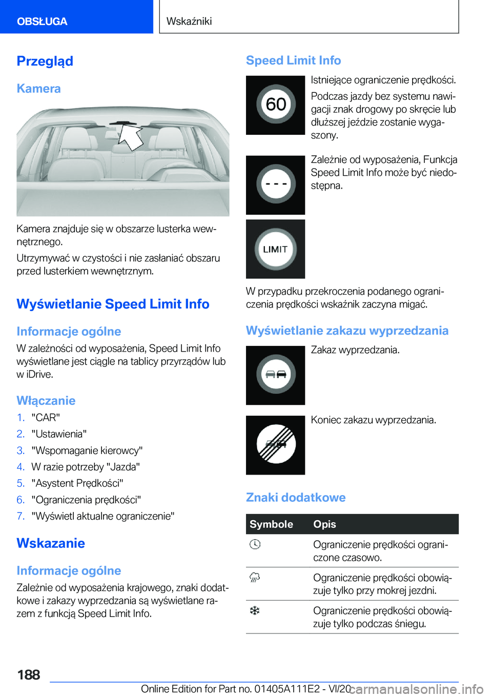 BMW 3 SERIES SEDAN PLUG-IN HYBRID 2021  Instrukcja obsługi (in Polish) �P�r�z�e�g�l�ą�d�K�a�m�e�r�a
�K�a�m�e�r�a��z�n�a�j�d�u�j�e��s�i�