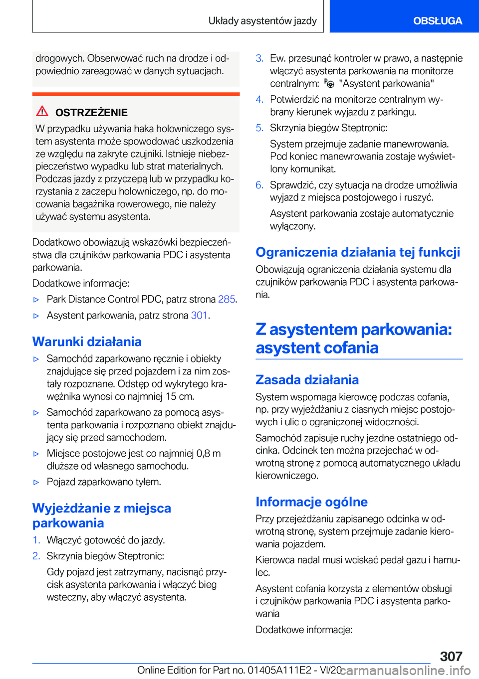 BMW 3 SERIES SEDAN PLUG-IN HYBRID 2021  Instrukcja obsługi (in Polish) �d�r�o�g�o�w�y�c�h�.��O�b�s�e�r�w�o�w�a�