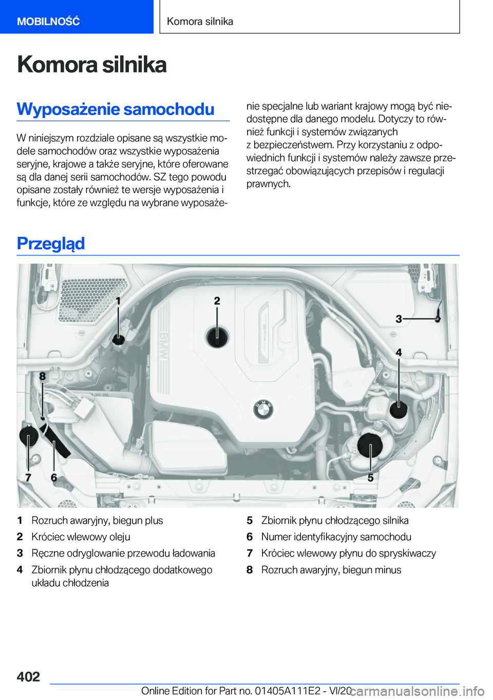 BMW 3 SERIES SEDAN PLUG-IN HYBRID 2021  Instrukcja obsługi (in Polish) �K�o�m�o�r�a��s�i�l�n�i�k�a�W�y�p�o�s�a9�e�n�i�e��s�a�m�o�c�h�o�d�u
�W��n�i�n�i�e�j�s�z�y�m��r�o�z�d�z�i�a�l�e��o�p�i�s�a�n�e��s�