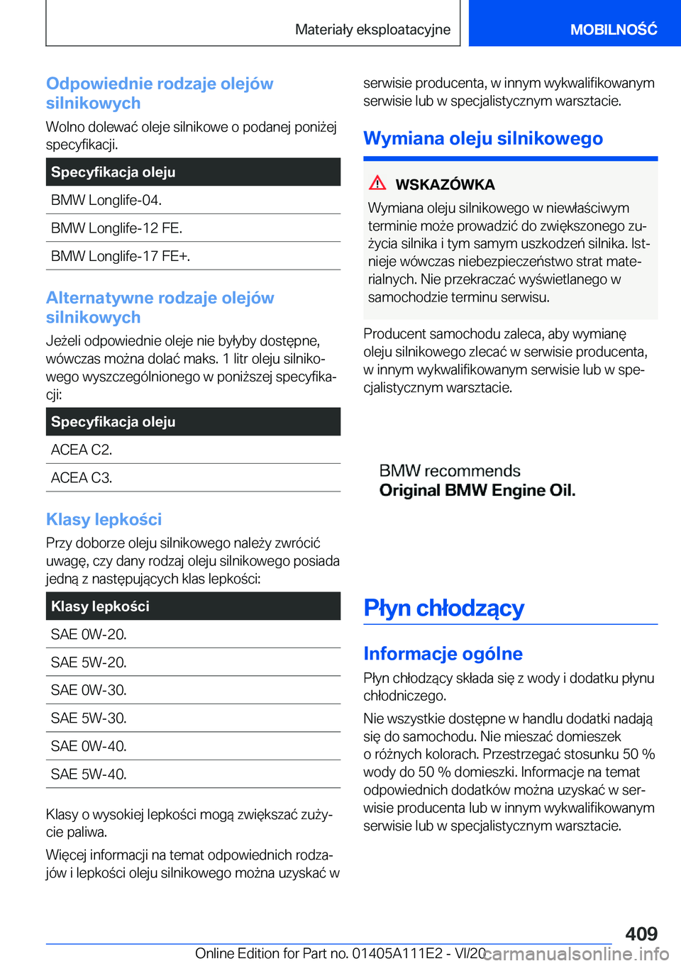 BMW 3 SERIES SEDAN PLUG-IN HYBRID 2021  Instrukcja obsługi (in Polish) �O�d�p�o�w�i�e�d�n�i�e��r�o�d�z�a�j�e��o�l�e�j�