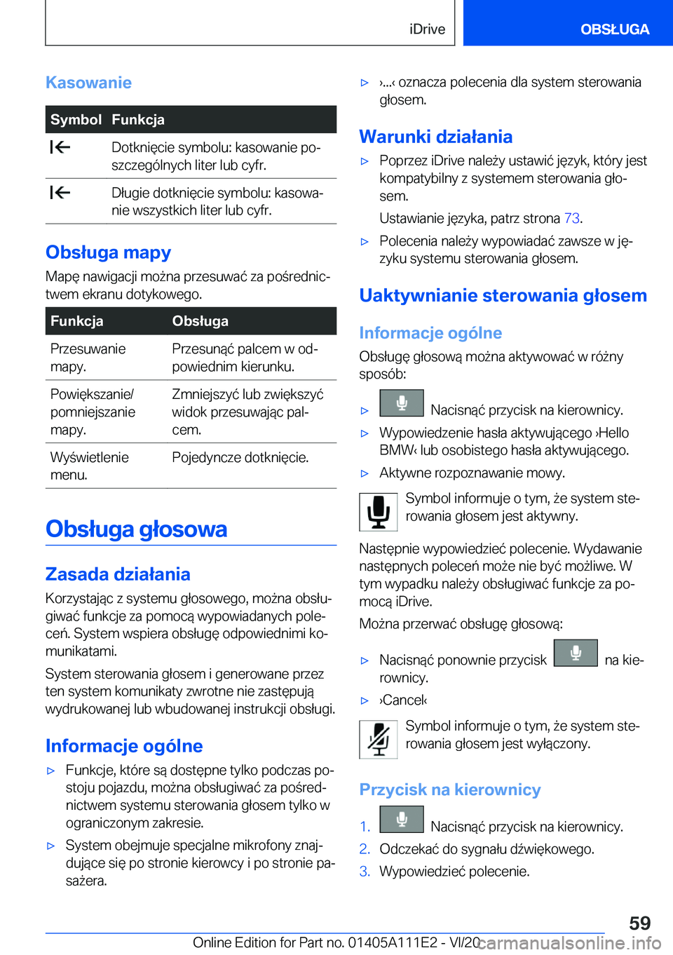 BMW 3 SERIES SEDAN PLUG-IN HYBRID 2021  Instrukcja obsługi (in Polish) �K�a�s�o�w�a�n�i�e�S�y�m�b�o�l�F�u�n�k�c�j�a��D�o�t�k�n�i�