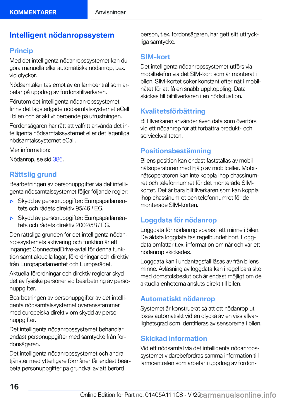 BMW 3 SERIES SEDAN PLUG-IN HYBRID 2021  InstruktionsbÖcker (in Swedish) �I�n�t�e�l�l�i�g�e�n�t��n�