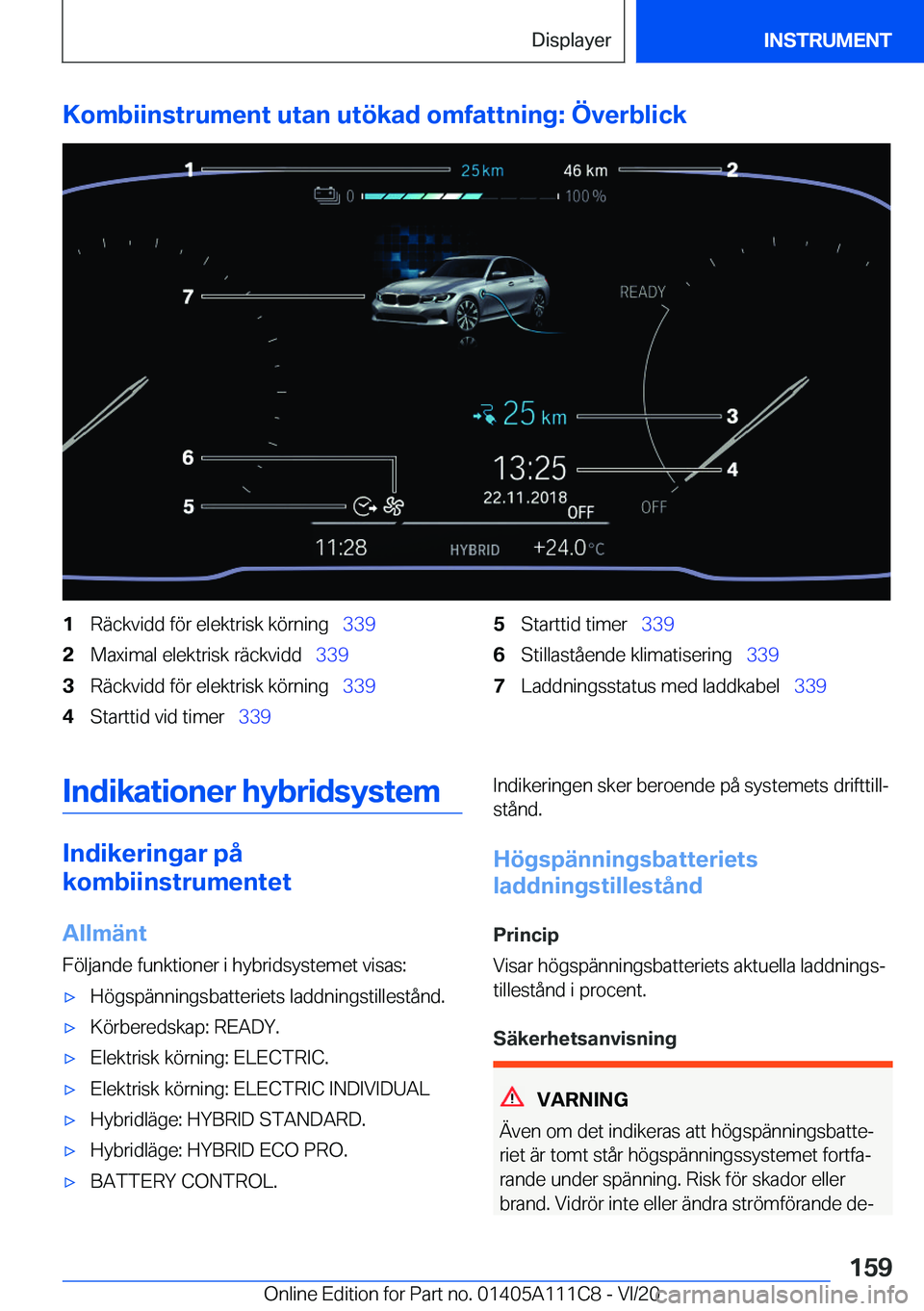 BMW 3 SERIES SEDAN PLUG-IN HYBRID 2021  InstruktionsbÖcker (in Swedish) �K�o�m�b�i�i�n�s�t�r�u�m�e�n�t��u�t�a�n��u�t�