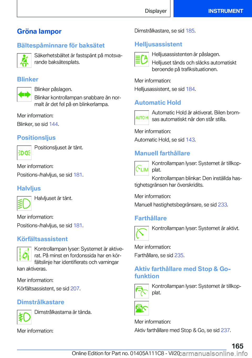 BMW 3 SERIES SEDAN PLUG-IN HYBRID 2021  InstruktionsbÖcker (in Swedish) �G�r�