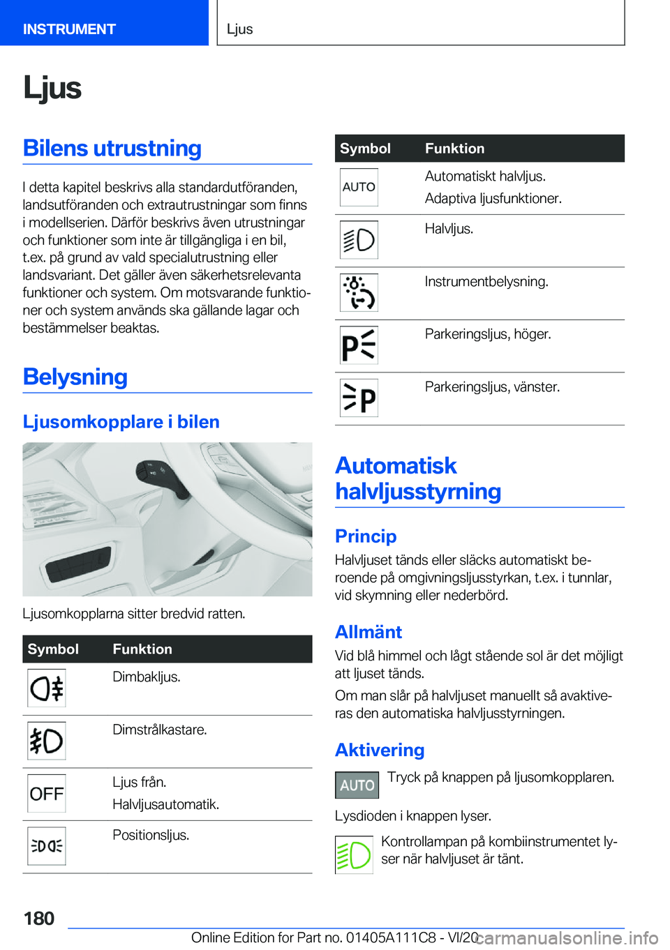 BMW 3 SERIES SEDAN PLUG-IN HYBRID 2021  InstruktionsbÖcker (in Swedish) �L�j�u�s�B�i�l�e�n�s��u�t�r�u�s�t�n�i�n�g
�I��d�e�t�t�a��k�a�p�i�t�e�l��b�e�s�k�r�i�v�s��a�l�l�a��s�t�a�n�d�a�r�d�u�t�f�