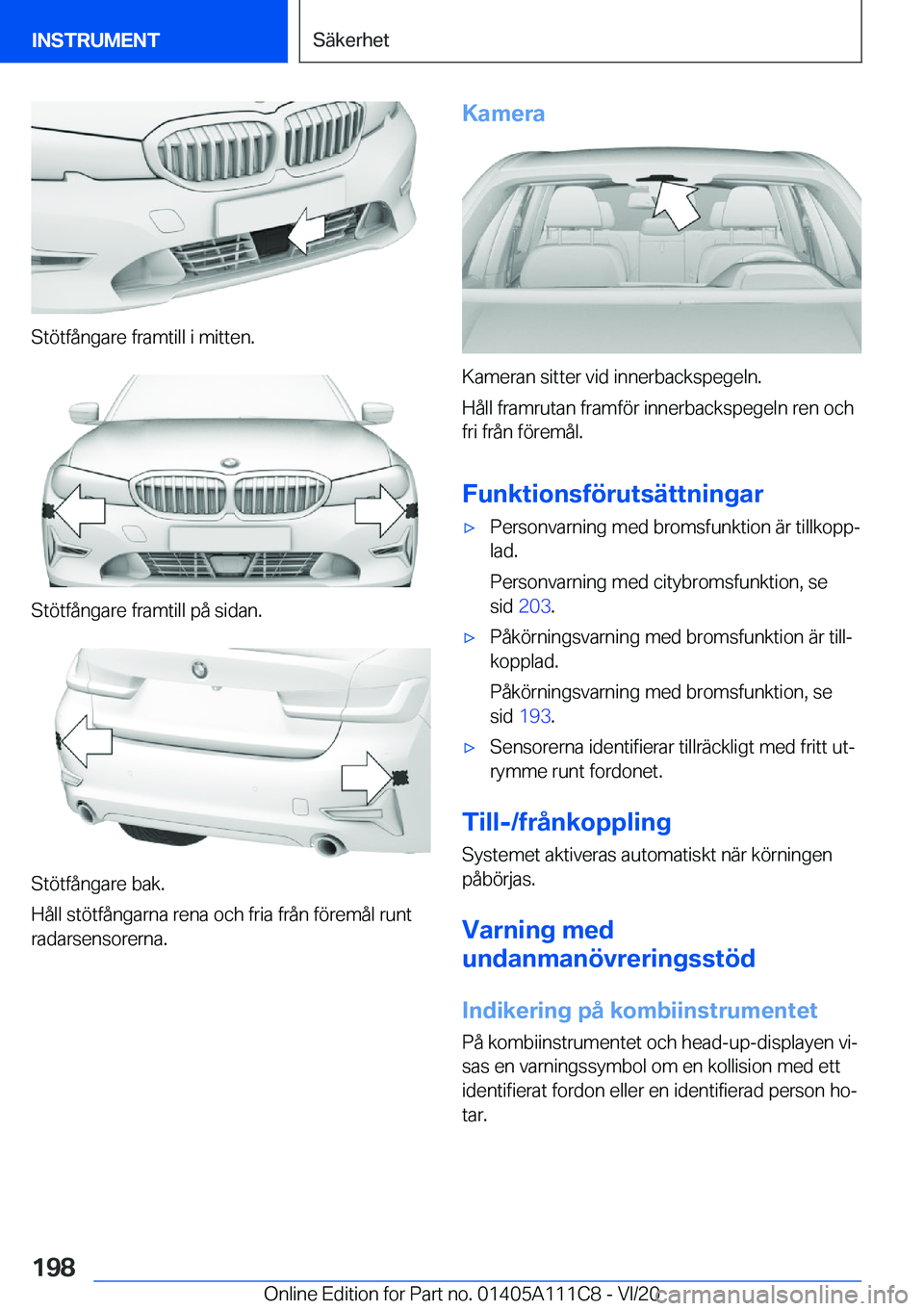 BMW 3 SERIES SEDAN PLUG-IN HYBRID 2021  InstruktionsbÖcker (in Swedish) �S�t�
