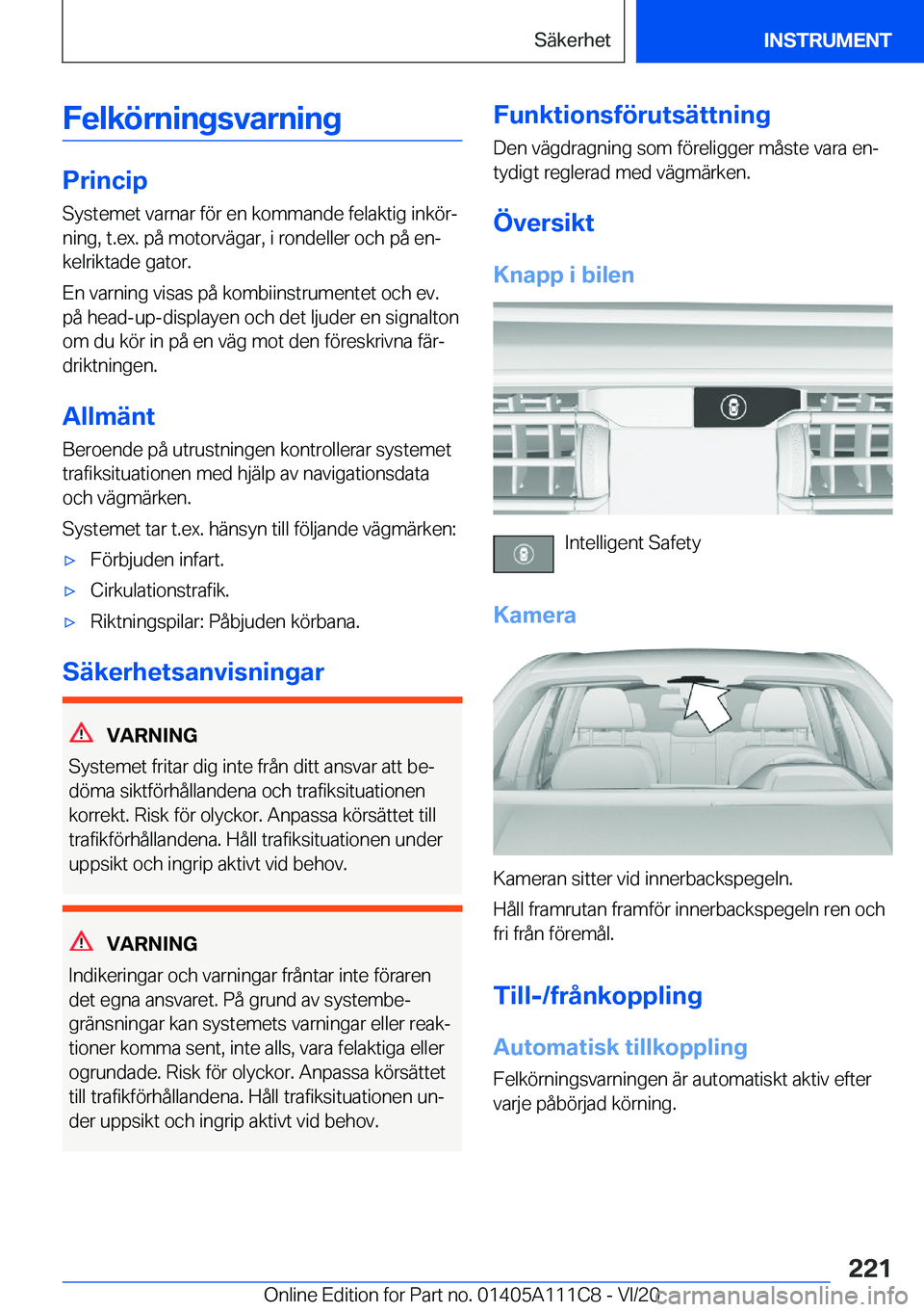 BMW 3 SERIES SEDAN PLUG-IN HYBRID 2021  InstruktionsbÖcker (in Swedish) �F�e�l�k�