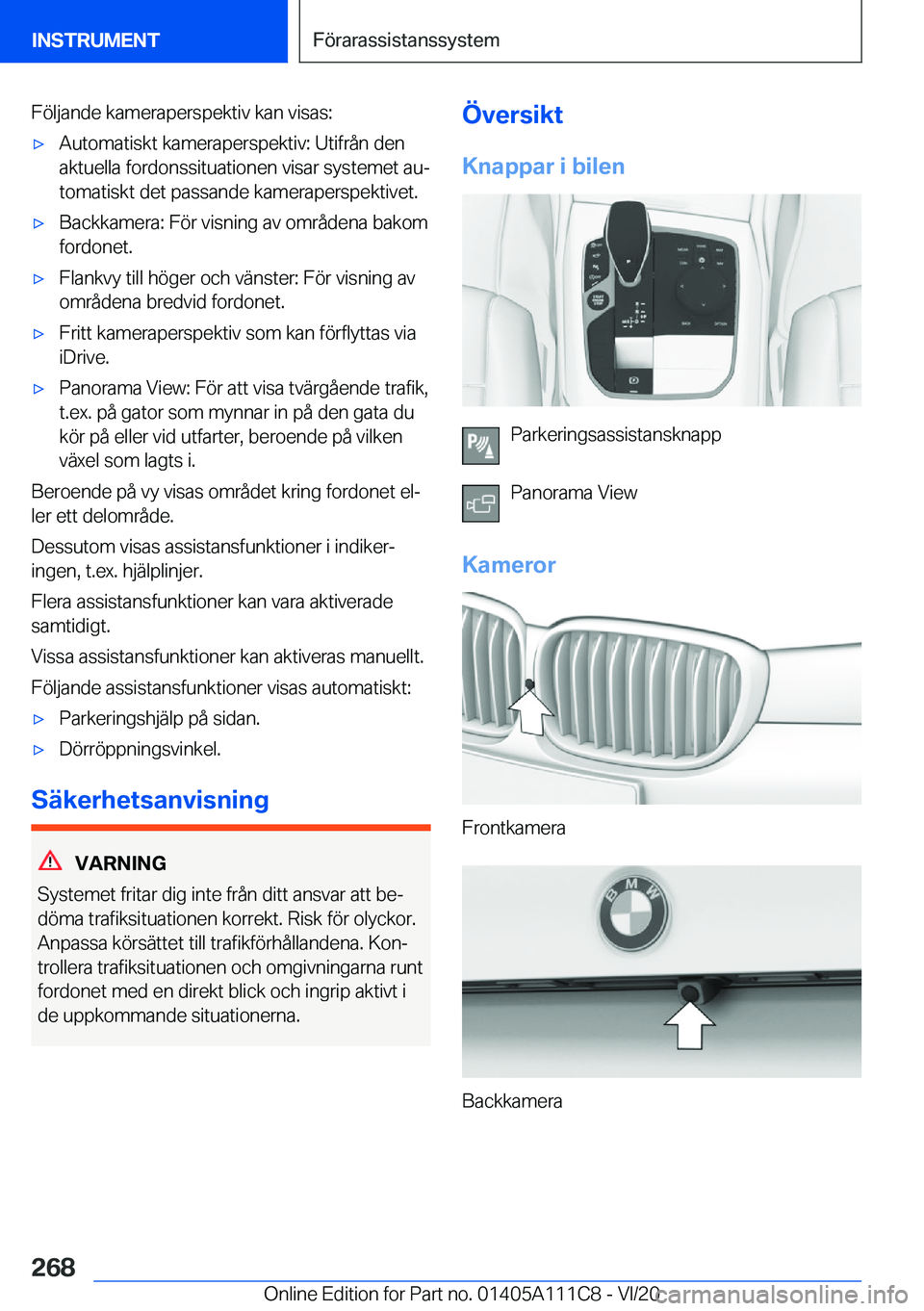 BMW 3 SERIES SEDAN PLUG-IN HYBRID 2021  InstruktionsbÖcker (in Swedish) �F�